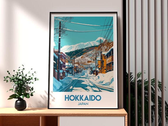 Hokkaido Japan Skiing Travel Poster, North Island