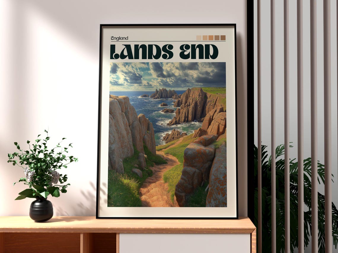 Lands End England Cornwall Rocky Sea Cliffs Ocean View Poster