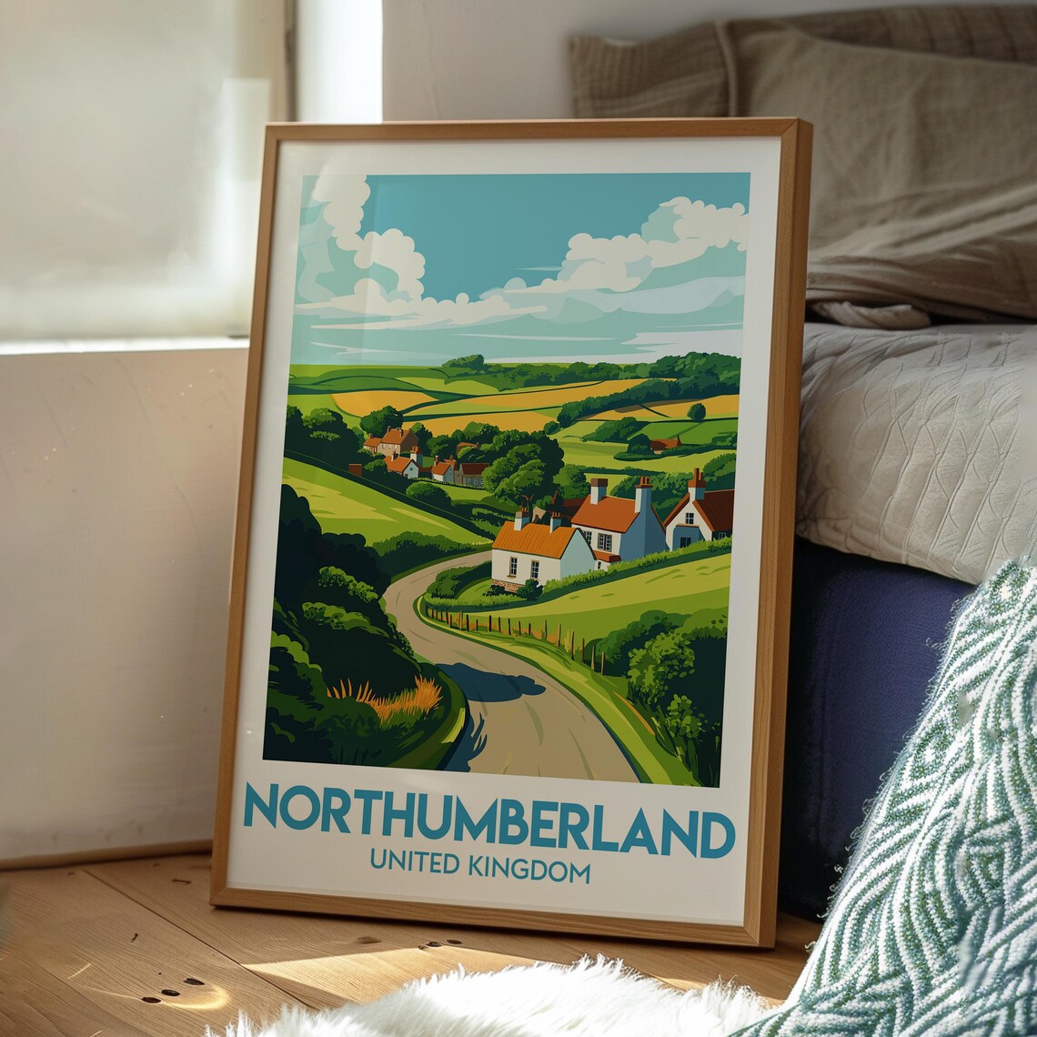 Northumberland United Kingdom Rolling Green Countryside Poster - Image 3