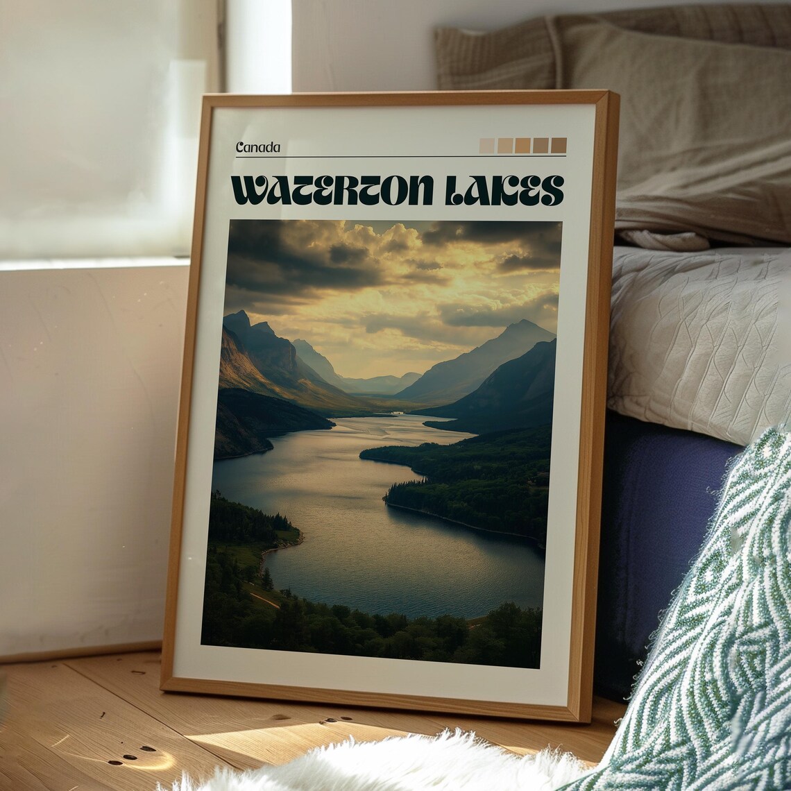 Waterton Lakes Canada National Park Mountain Sunset Travel Poster - Image 3