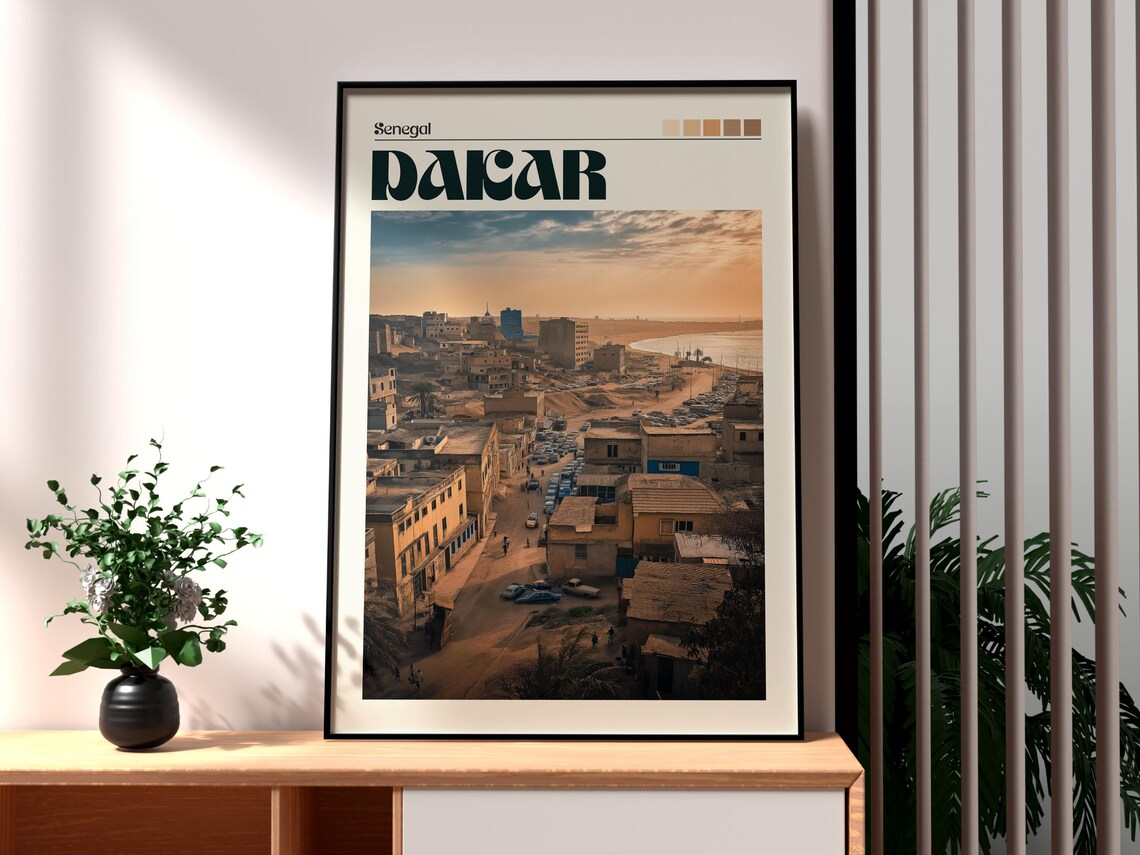 Dakar Senegal West Africa Coastal City Sunset Streets Travel Poster