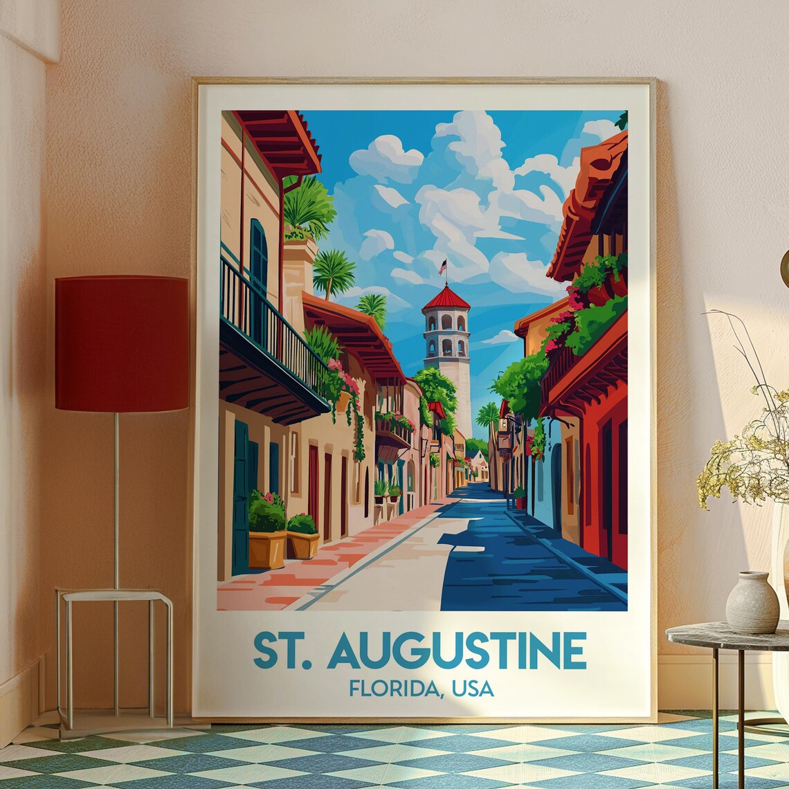 St Augustine Florida Historic Old Town Street USA Travel Poster - Image 2