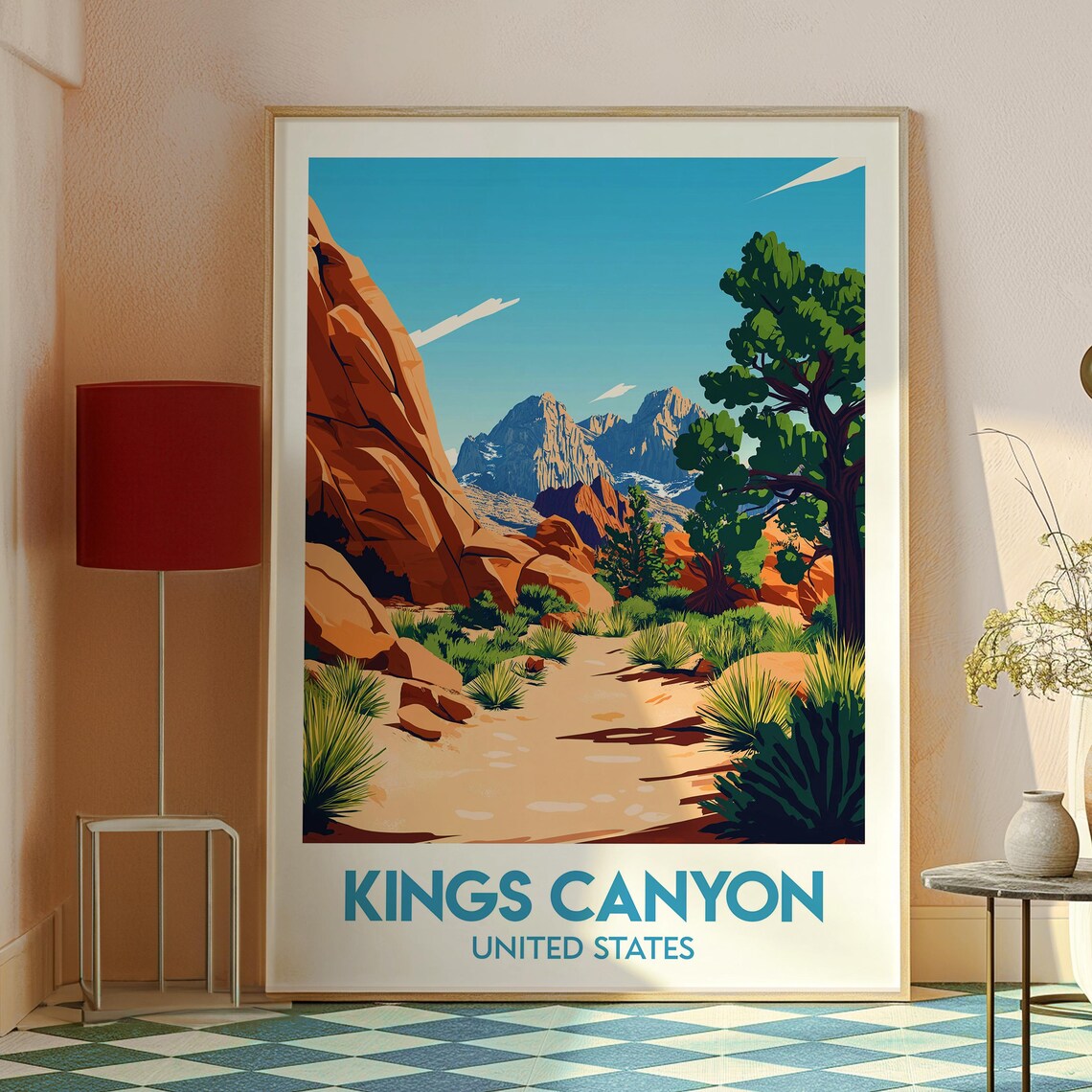Kings Canyon United States Red Rock Desert Trail Scene Poster - Image 2