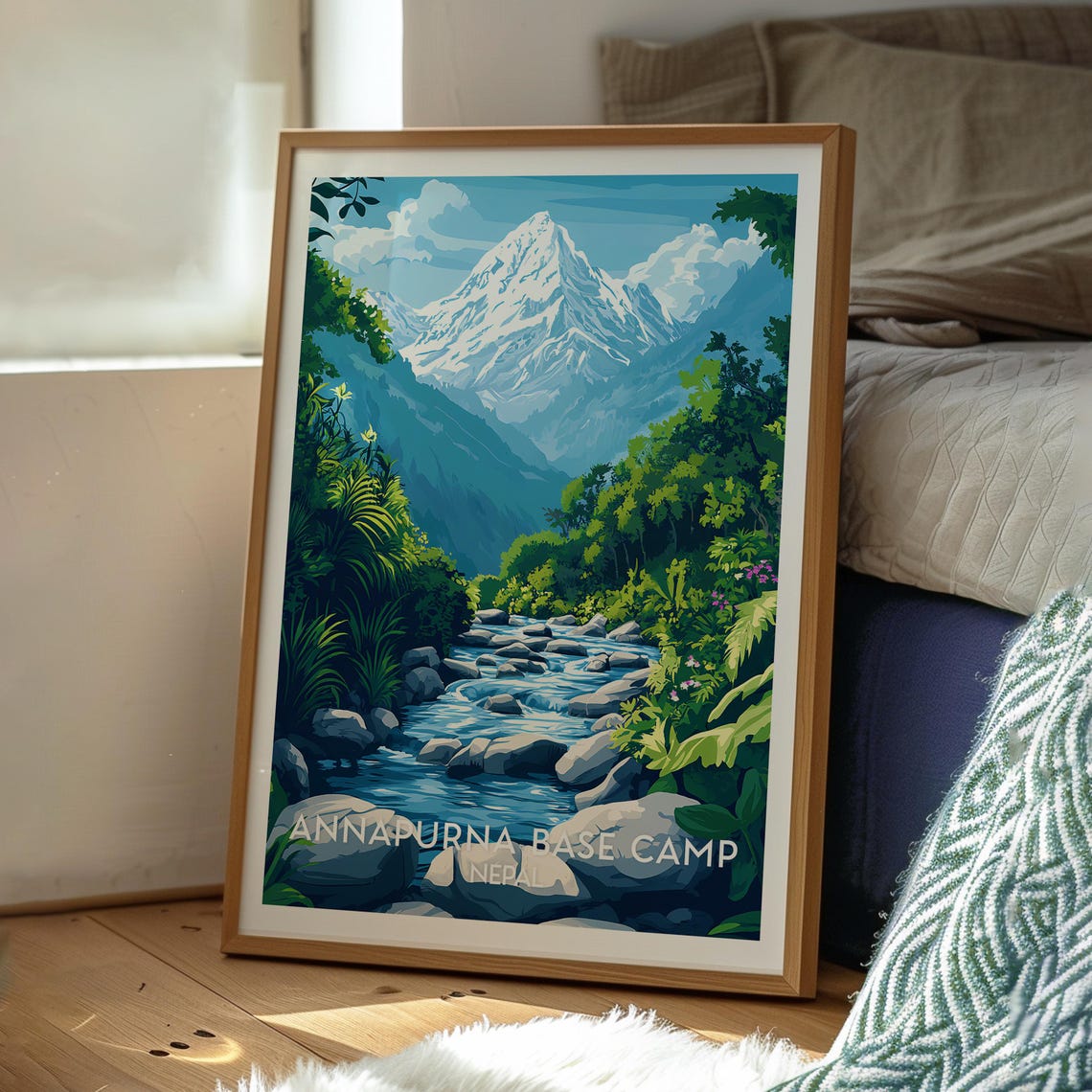 Annapurna Base Camp Nepal Snow Peak Jungle River Trek Poster - Image 3