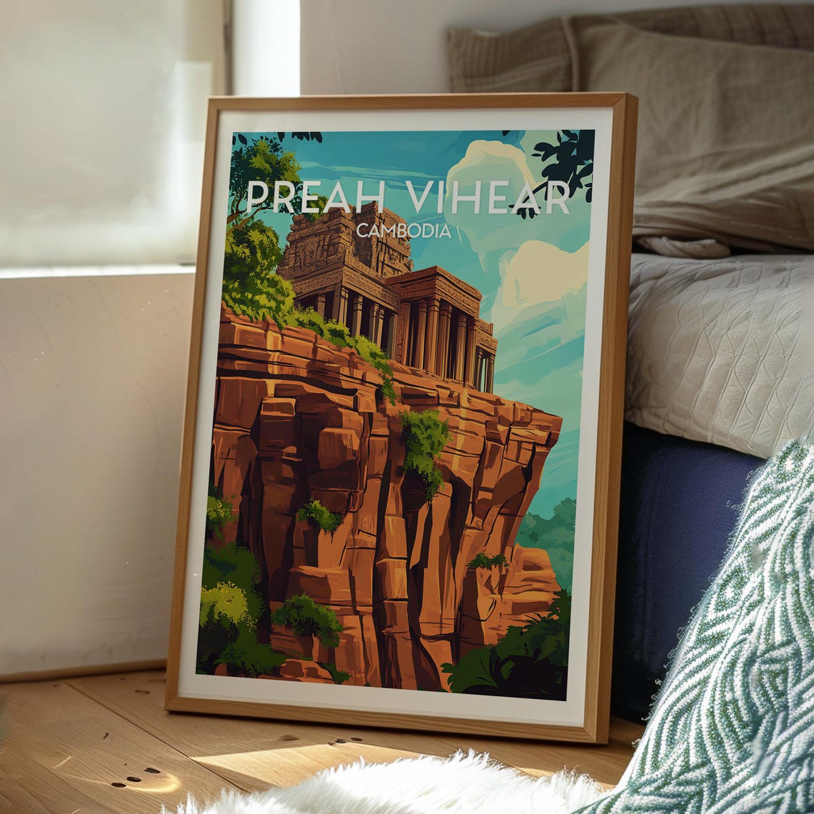 Preah Vihear Cambodia Ancient Cliff Temple Ruins Travel Poster - Image 3