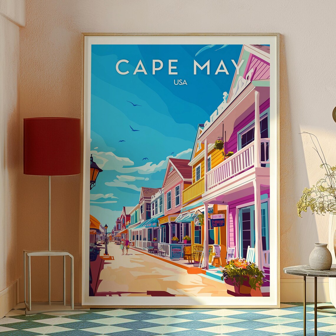 Cape May USA Victorian Painted Ladies Street Beach Town Poster - Image 2