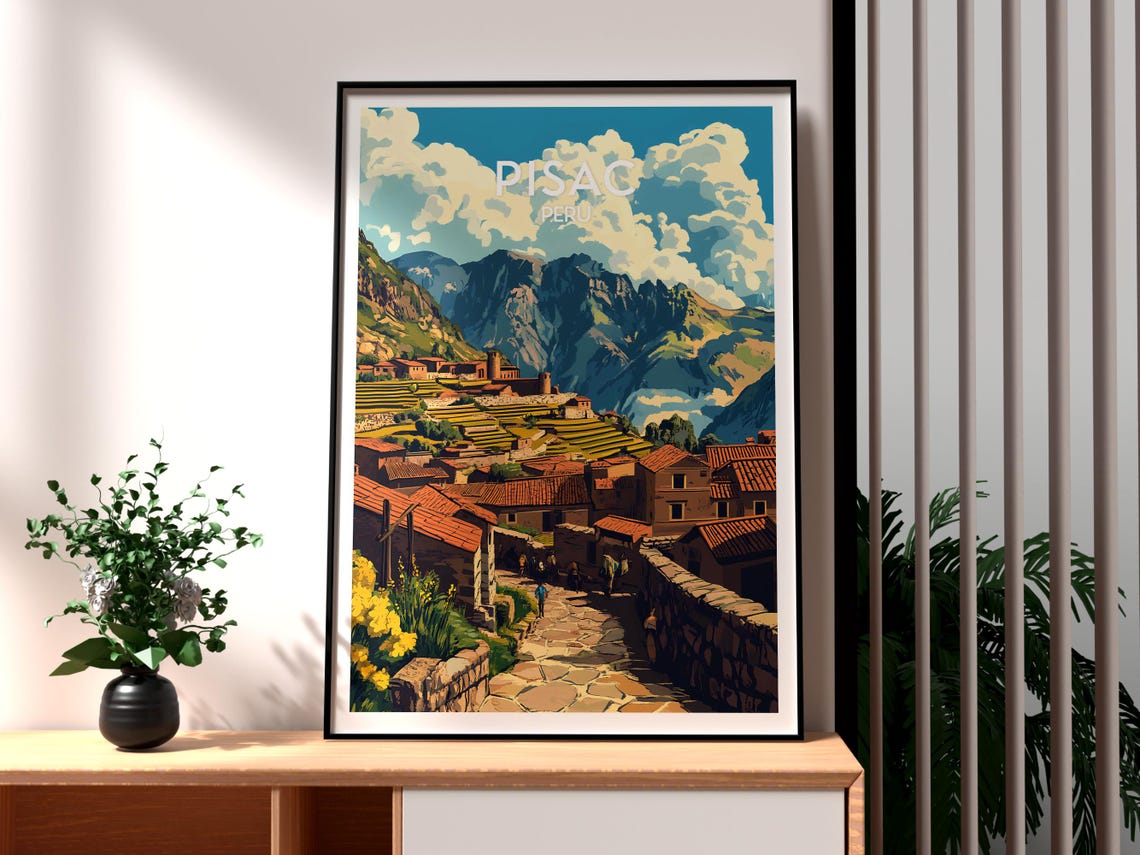 Pisac Poster Cusco Art Peru Travel Print Wall Backpacking South America