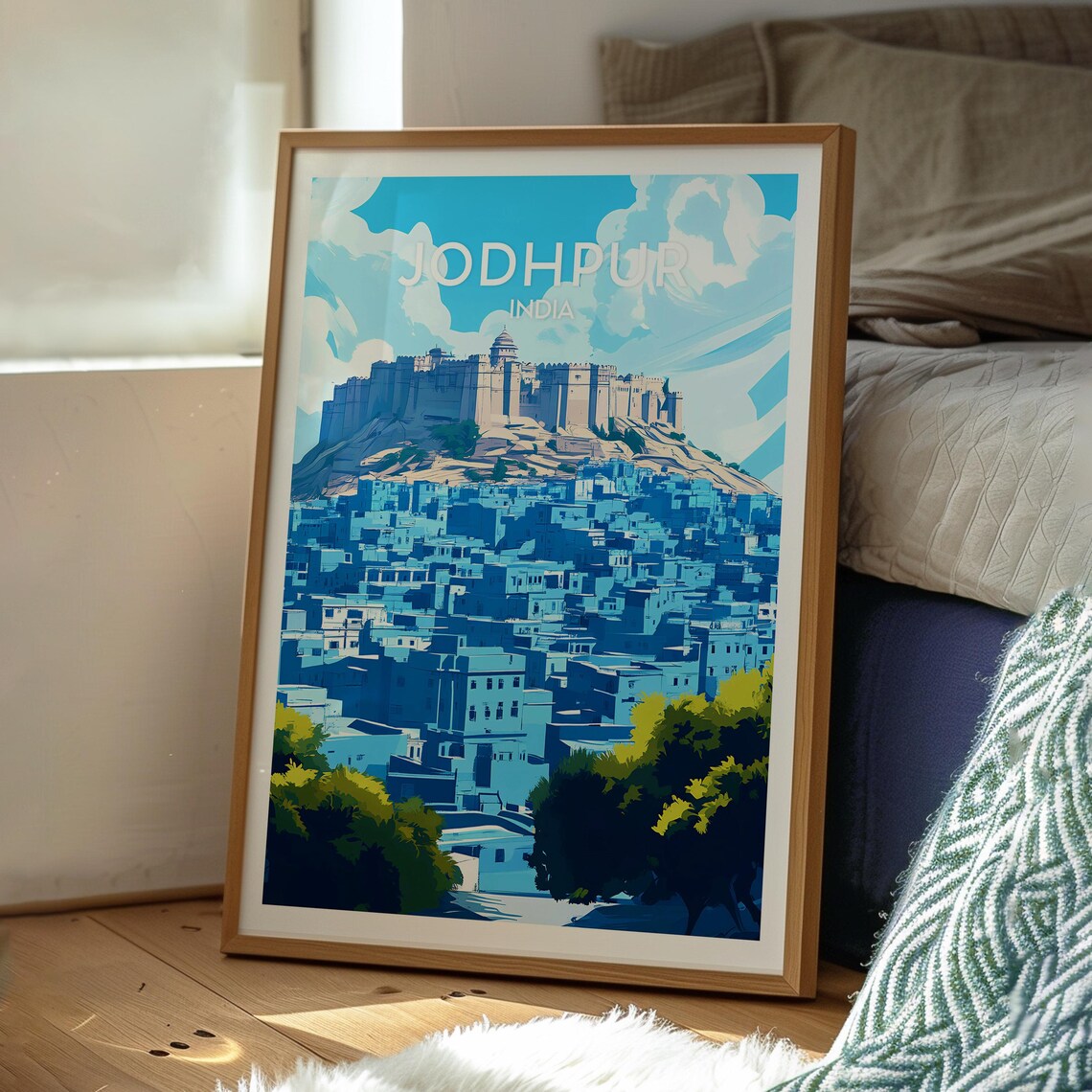 Jodhpur India Blue City Mehrangarh Sandstone Fort Travel Poster - Image 3