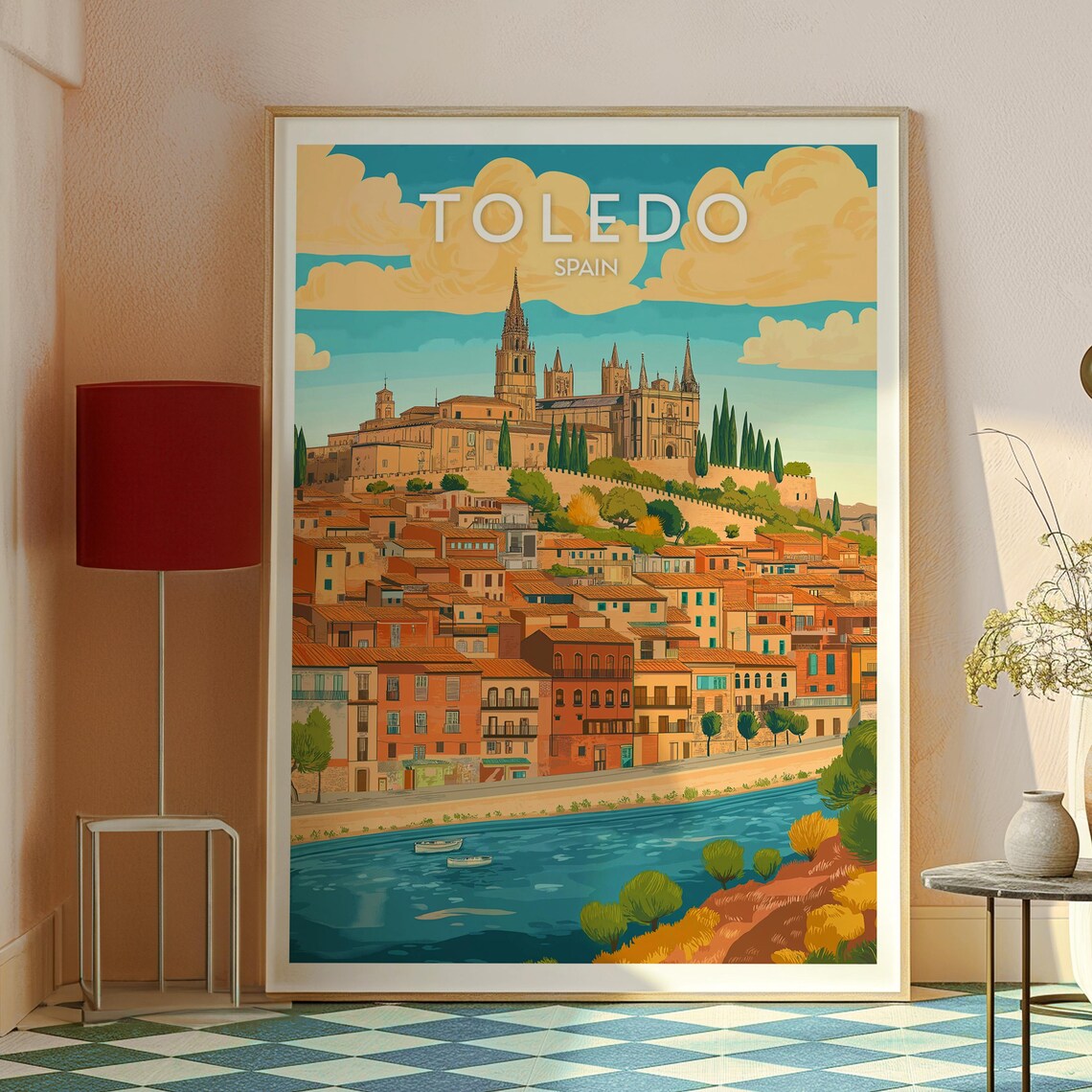 Toledo Spain Hilltop Cathedral Old City River Valley Travel Poster - Image 2