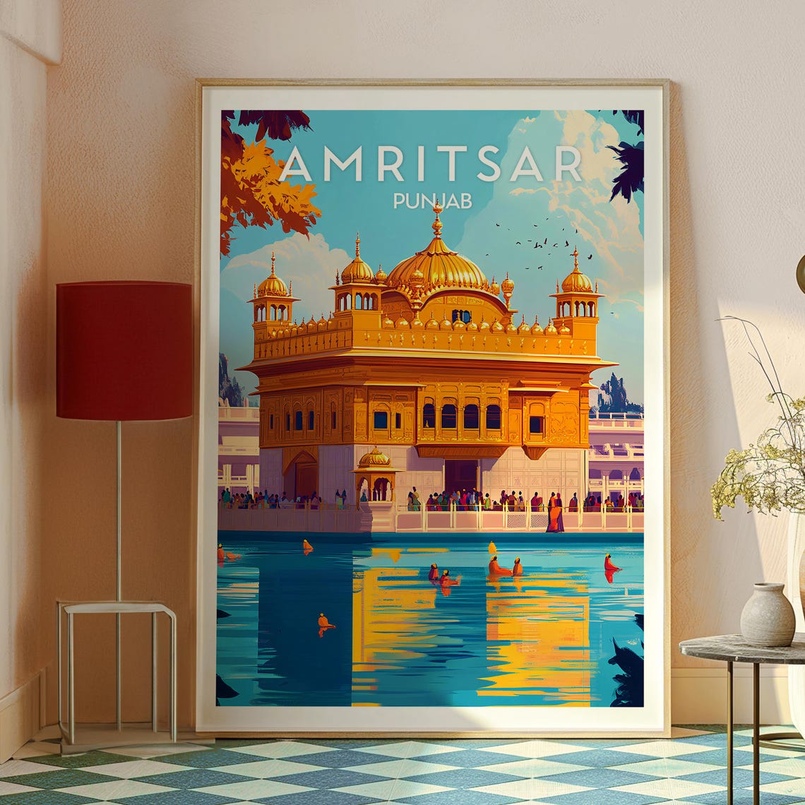 Amritsar Golden Temple Punjab India Skyline View Travel Poster - Image 2