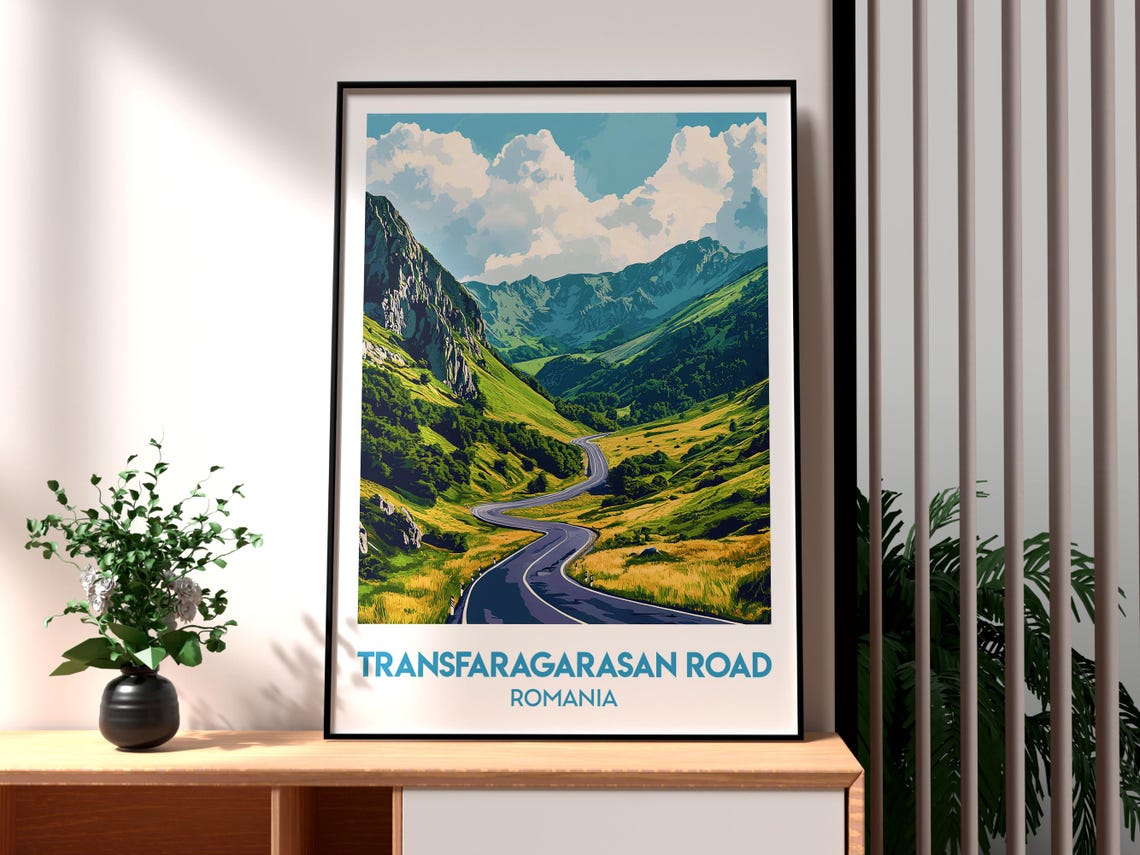 Transfagarasan Romania Winding Mountain Road Valley Travel Poster