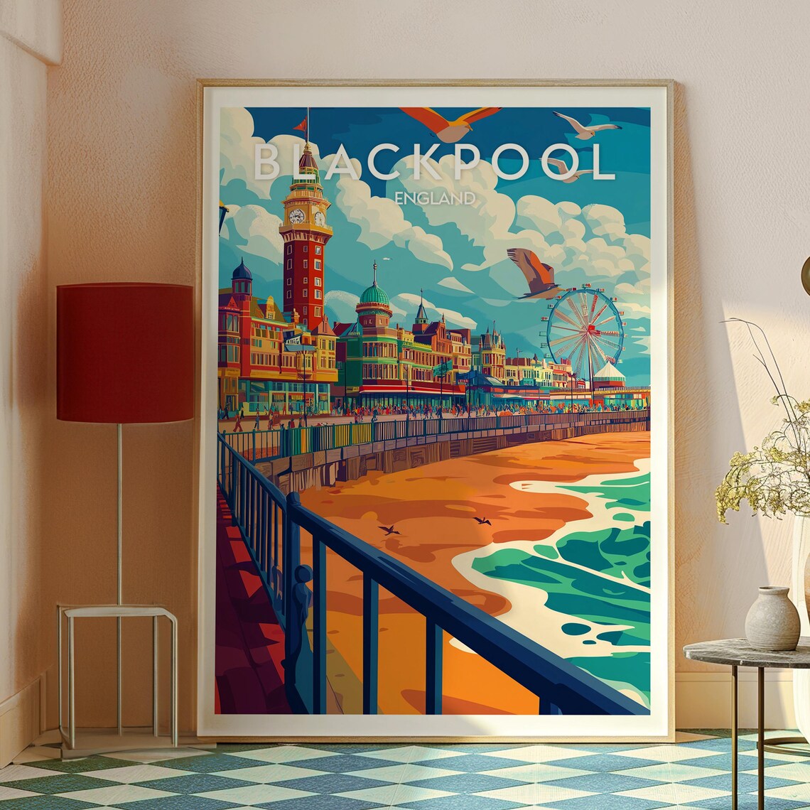 Blackpool England Seaside Promenade Vintage Style Travel Poster - Image 2