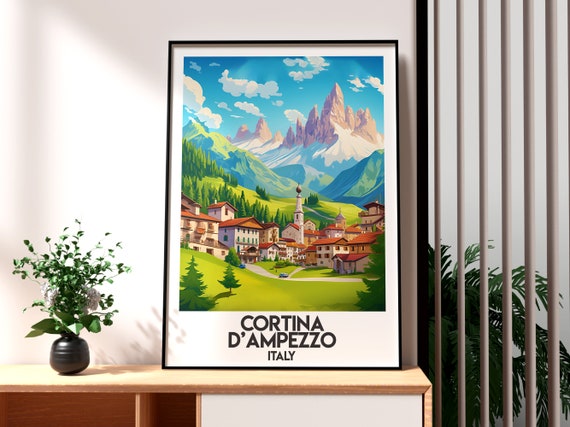 Cortina Dampezzo Print Italy Wall Art Poster Travel Europe Skiing Dolomites