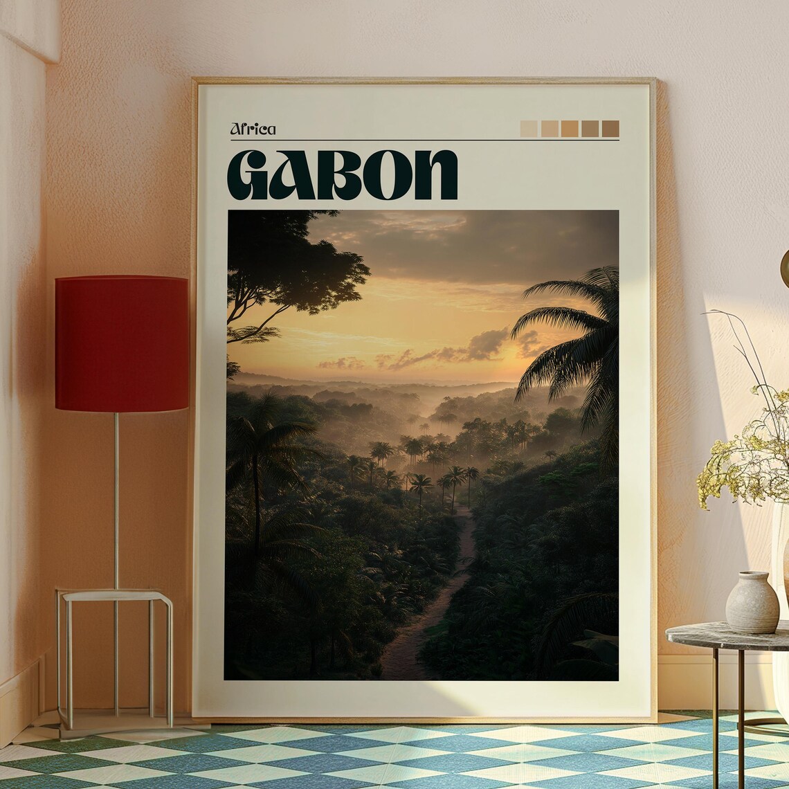 Gabon Africa Misty Rainforest Sunrise Jungle Path Travel Poster - Image 2