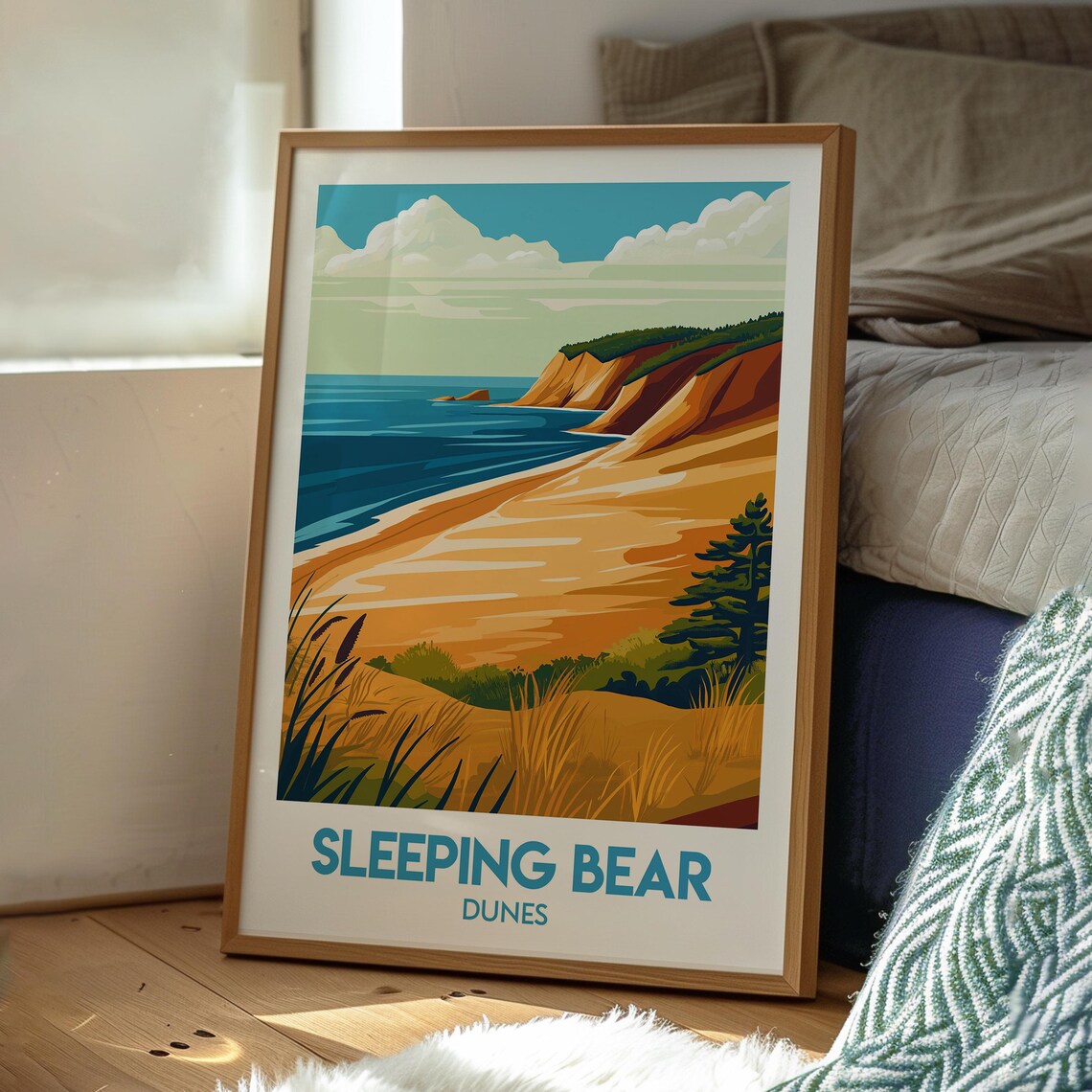 Sleeping Bear Dunes National Lakeshore Print United States Wall Art National Park Art Travel Wall Art Michigan Poster Michigan Art