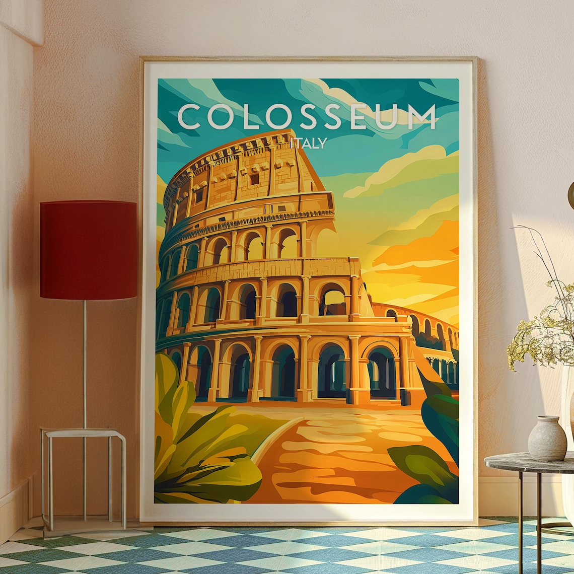 Colosseum Rome Italy Sunset Ancient Landmark Vintage Travel Poster - Image 2