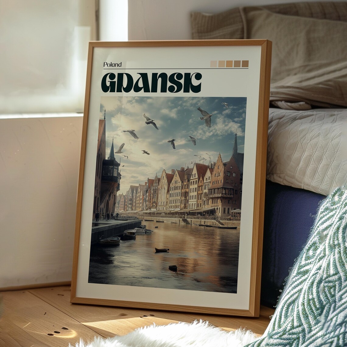 Gdansk Poland Riverside With Historic Merchant Houses Travel Poster - Image 3