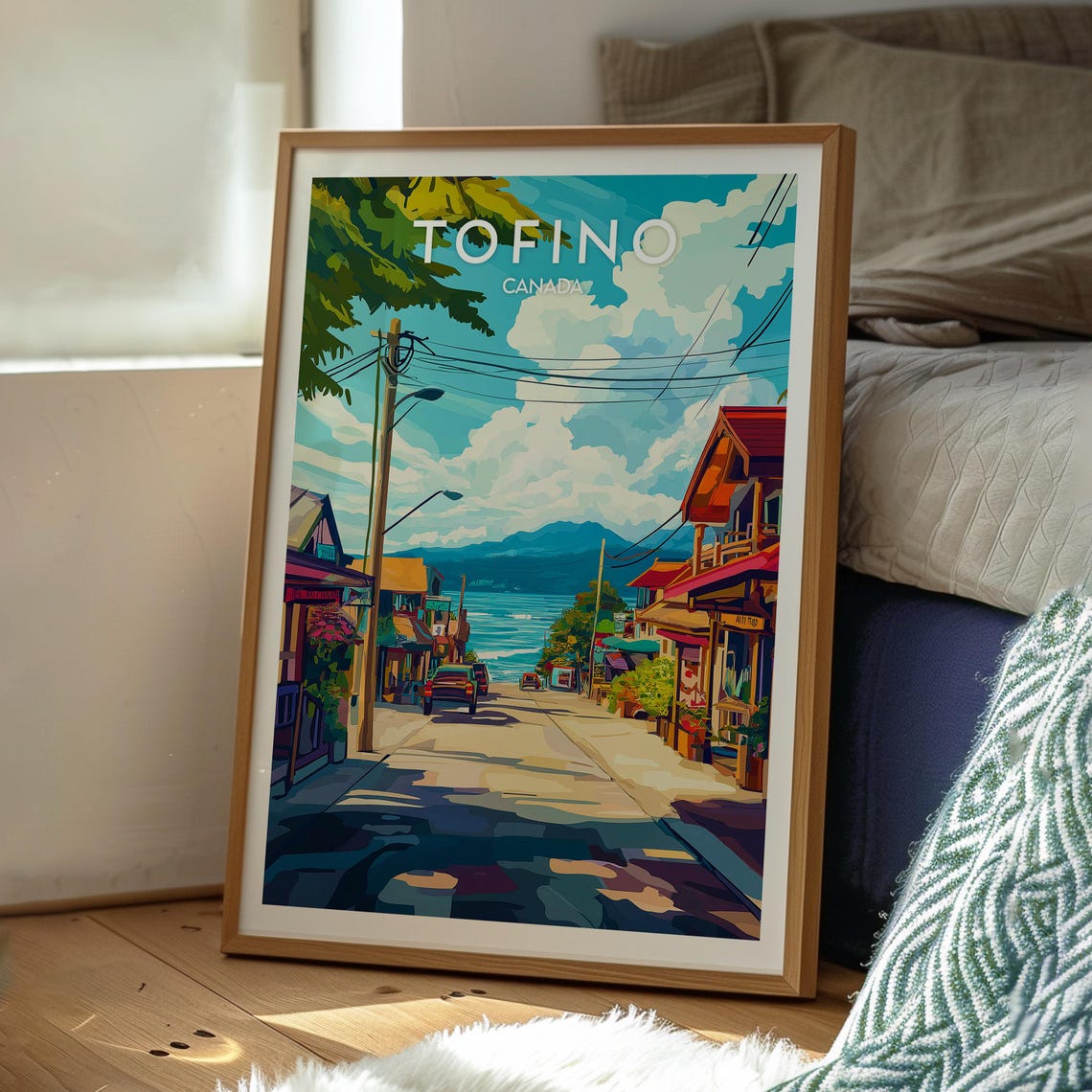 Tofino Canada Oceanfront Main Street Shops Surf Town Vintage Poster - Image 3