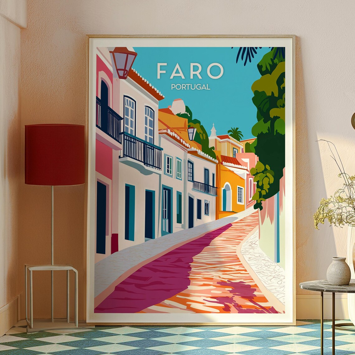 Faro Portugal Retro Travel Poster Algarve Old Town Street Art - Image 2