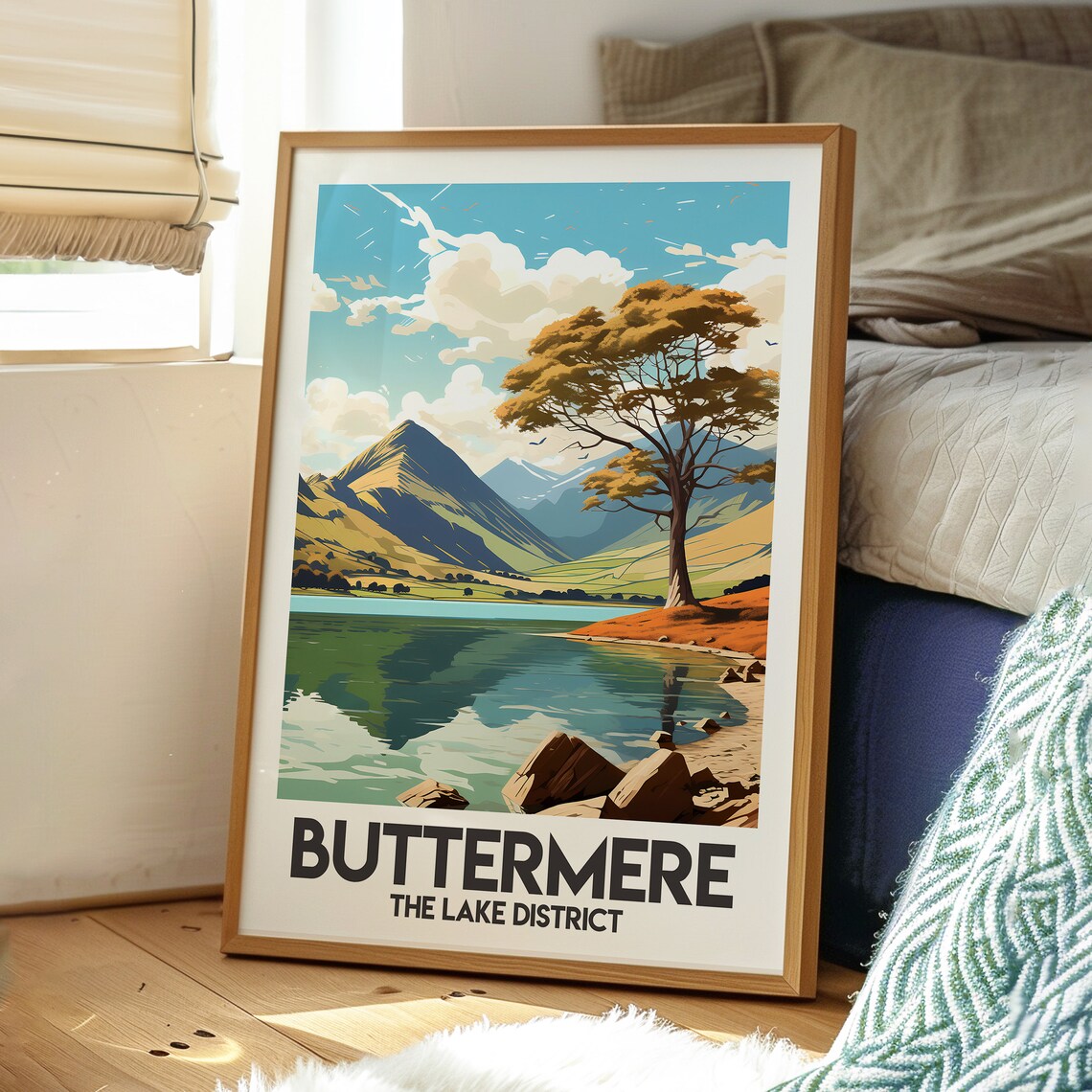 Buttermere Lake District Mountain Lake Retro Art Travel Poster - Image 3
