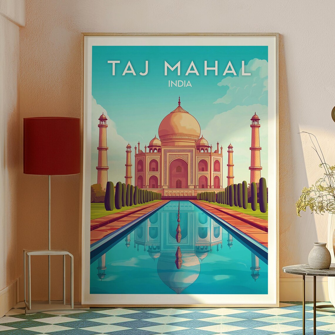 Taj Mahal India Marble Monument Reflecting Pool Travel Poster - Image 2