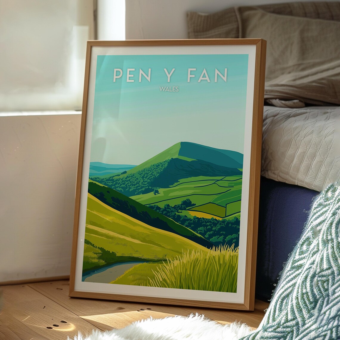Pen Y Fan Wales Green Mountain Hills Countryside Travel Poster - Image 3