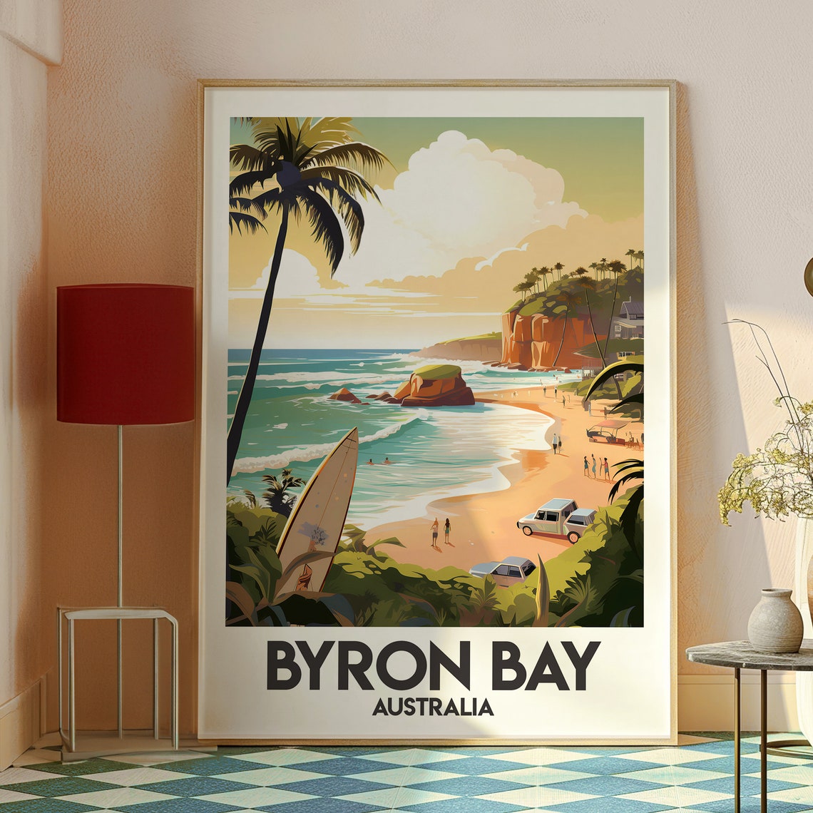 Byron Bay Australia Travel Poster, Beach Surfing - Image 2