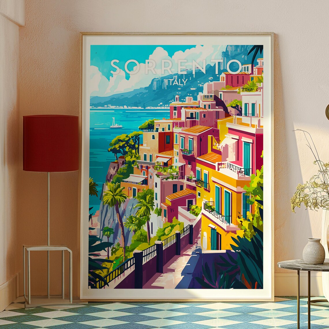 Sorrento Italy Colorful Cliffside Town Amalfi Coast Style Poster - Image 2