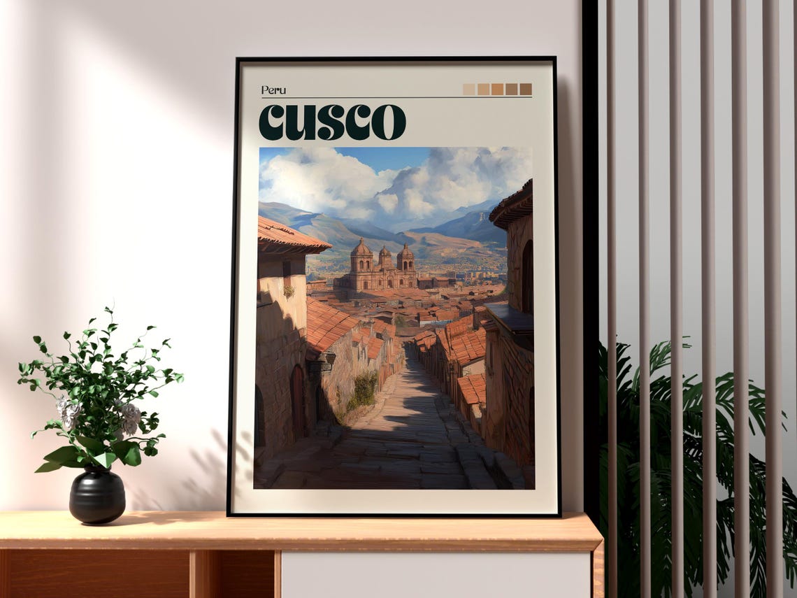 Cusco Poster Art Peru Travel Print Wall Backpacking South America