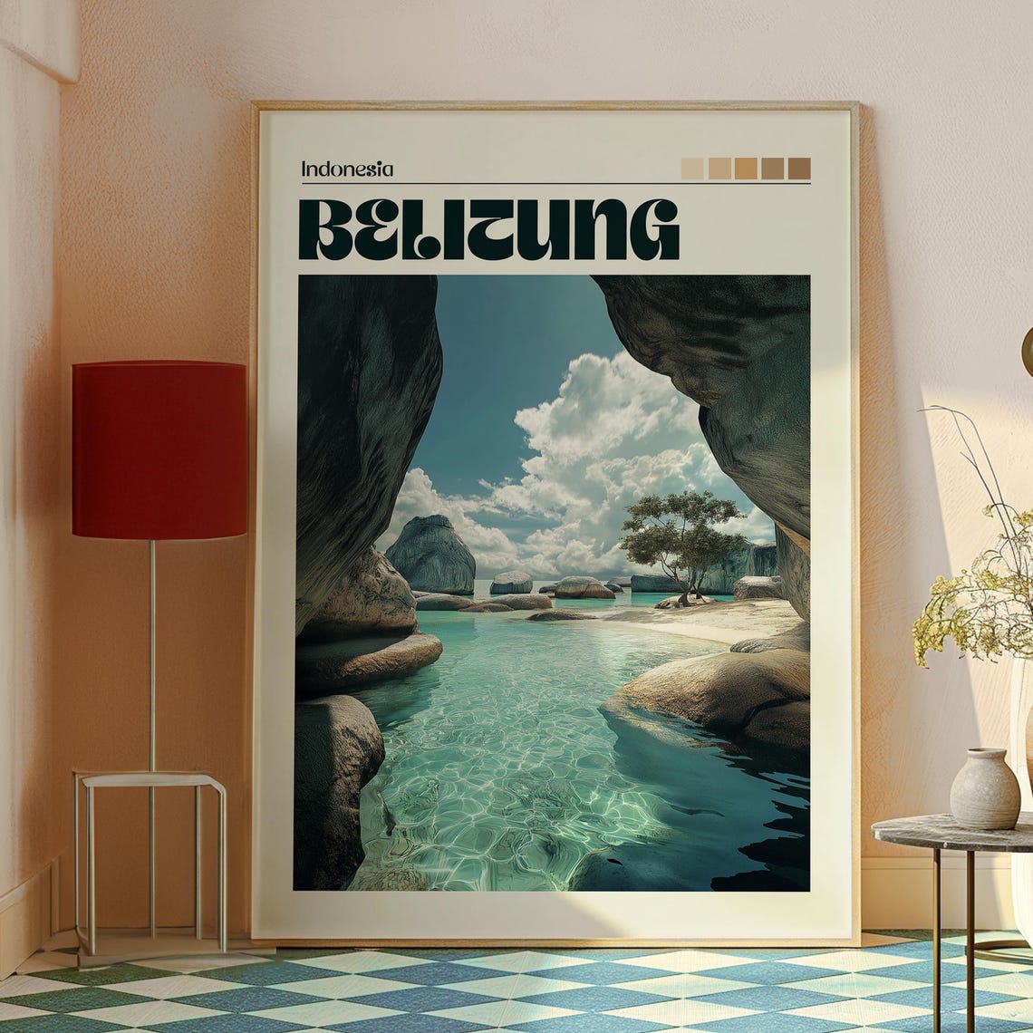 Belitung Indonesia Granite Rocks Turquoise Sea Travel Poster - Image 2
