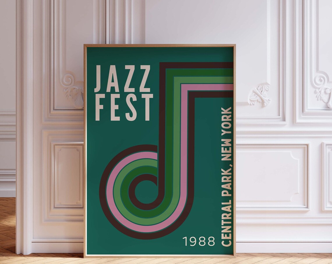 Jazz Festival Retro Music Poster, Mid-Century Modern