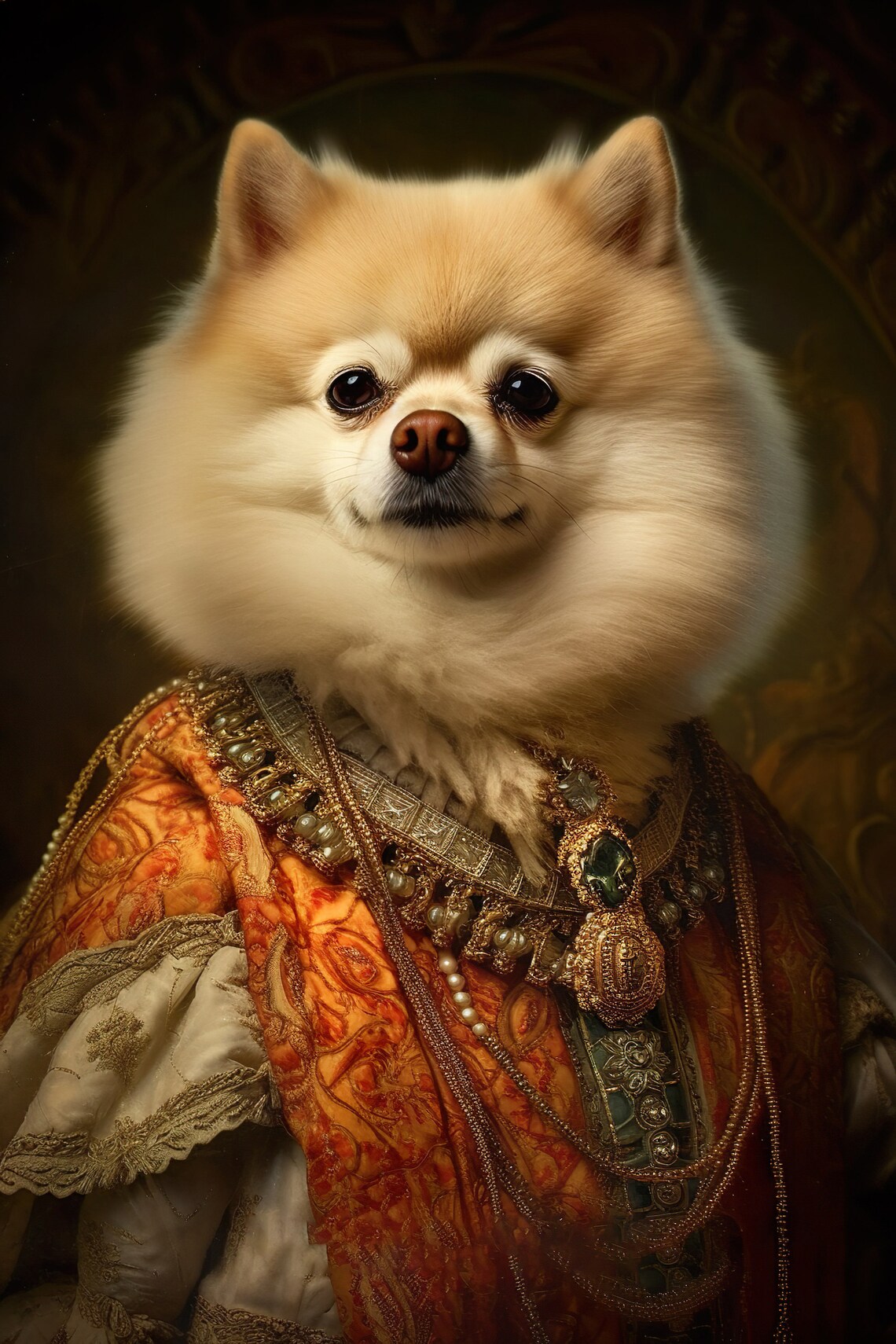 Aristocratic Pomeranian Renaissance Dog Portrait Print