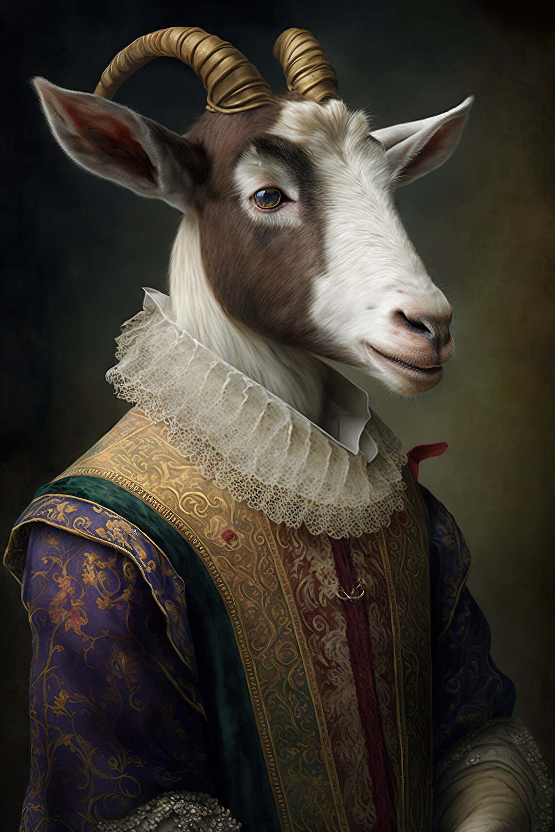 Aristocratic Goat Renaissance-Inspired Art Print