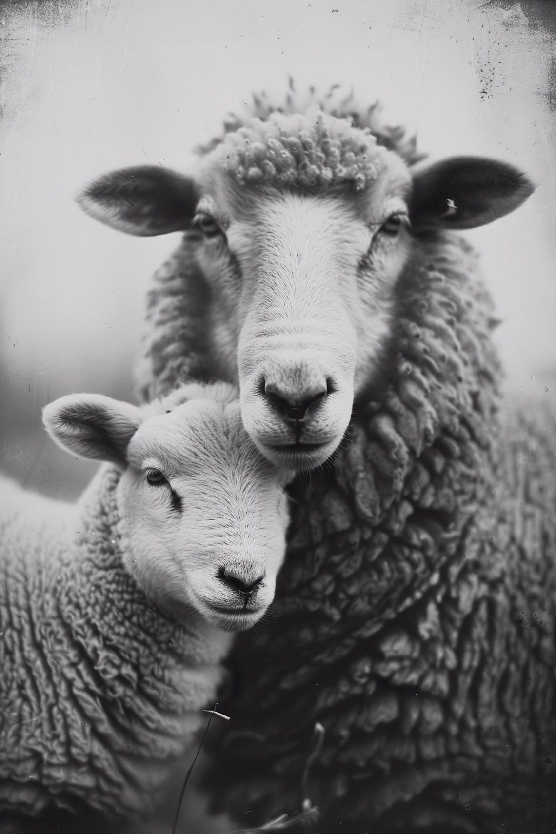 Mom Baby Sheep Cute Animal Family Wall Art Nursery Room Bedroom Prints Cute Vintage Style Animal Photo Mommy And Me Ai Art