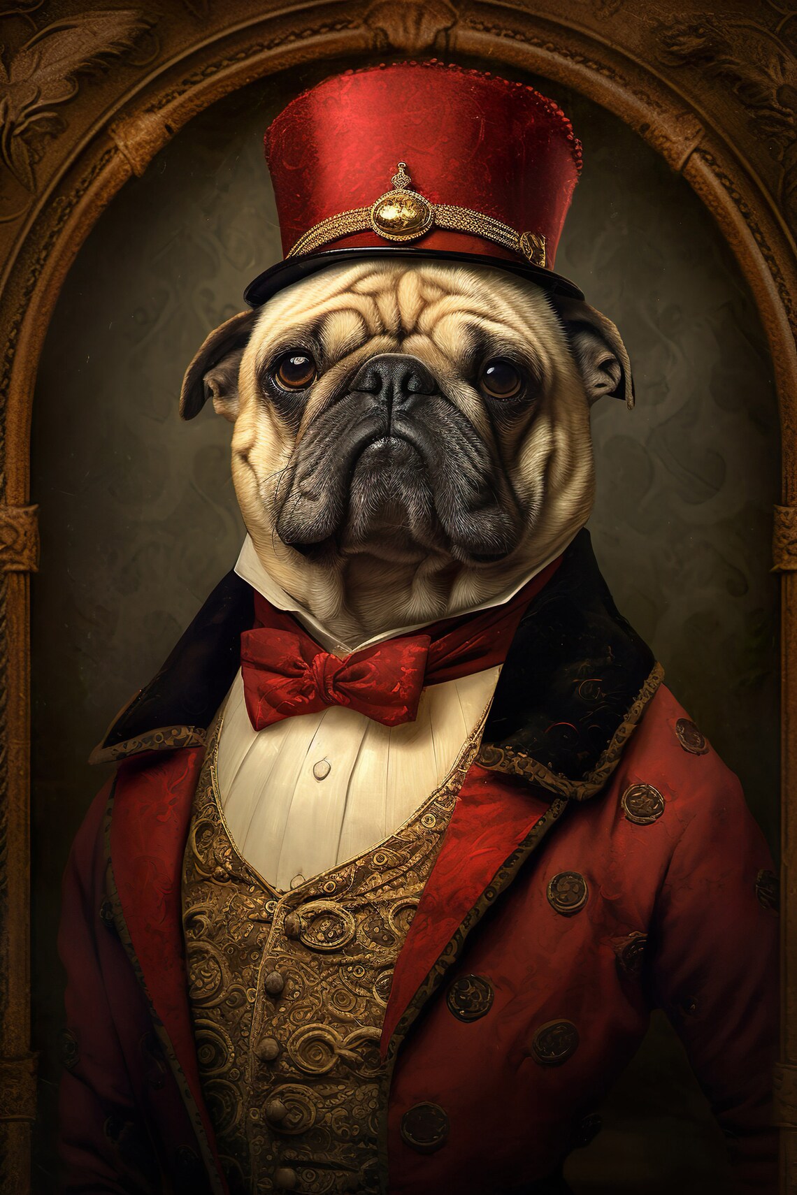 Aristocratic Pug Renaissance Dog Portrait Art Print
