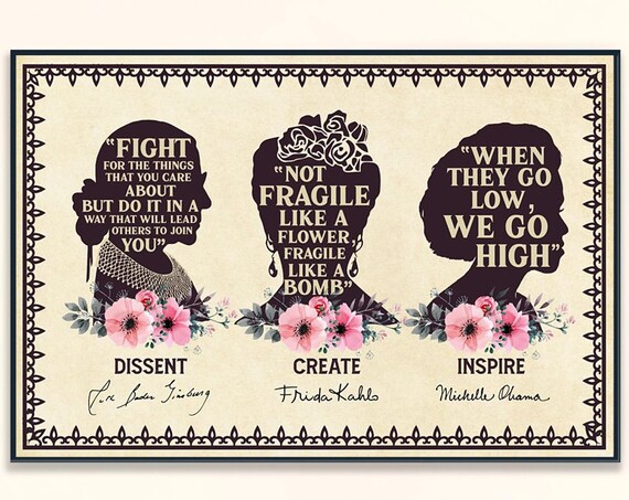 Dissent Create Inspire Women Quote Silhouettes Trio Tribute Poster