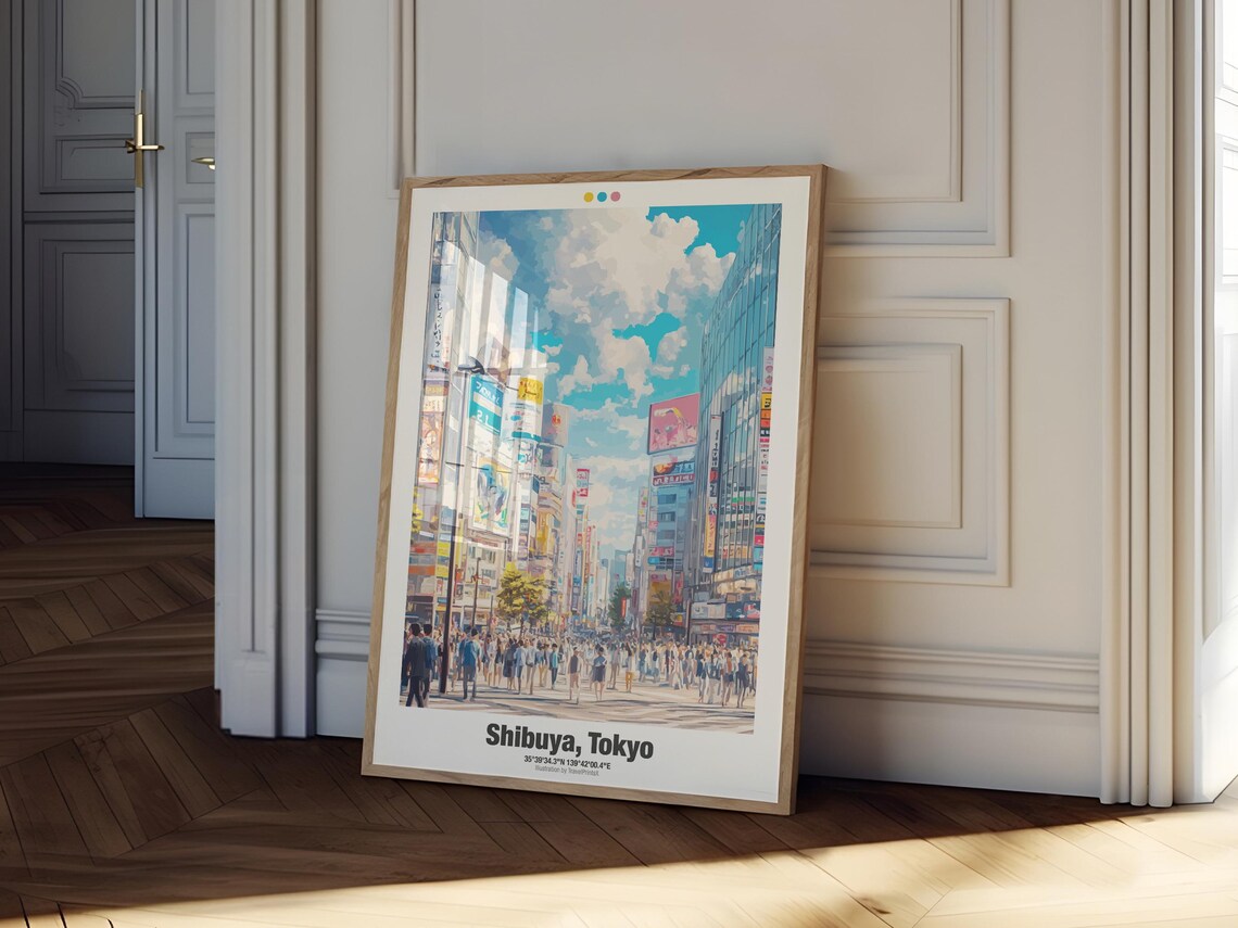 Shibuya Tokyo Japan Scramble Crossing Crowd Billboards Travel Poster - Image 2