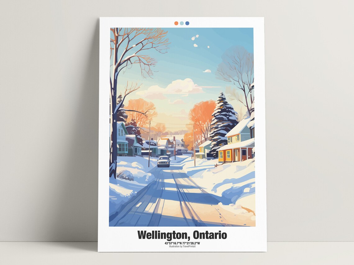 Wellington Ontario Canada Snowy Small Town Street Winter Travel Poster - Image 3