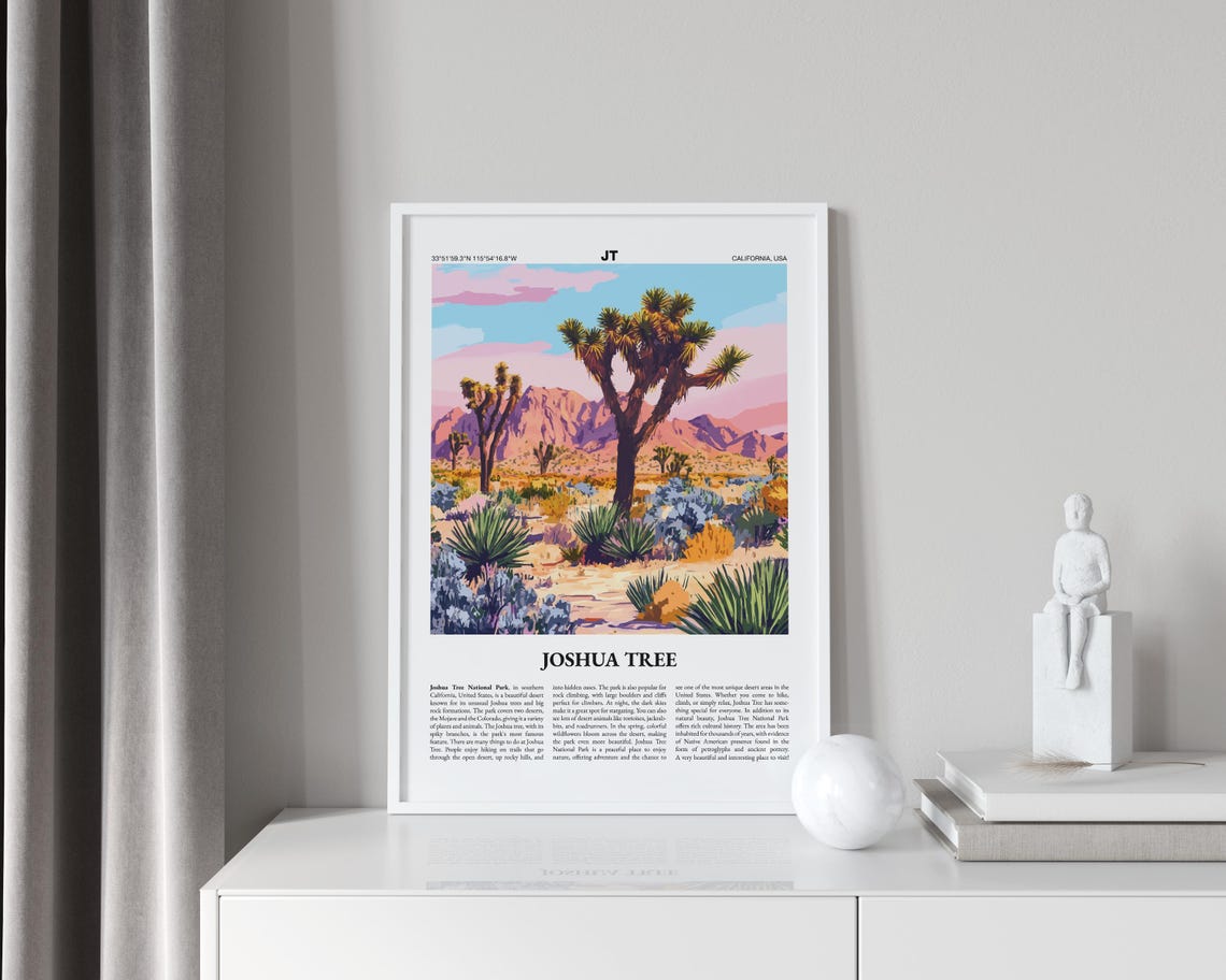 Joshua Tree California Poster Desert Guide Yucca Trees Sunset Art - Image 4
