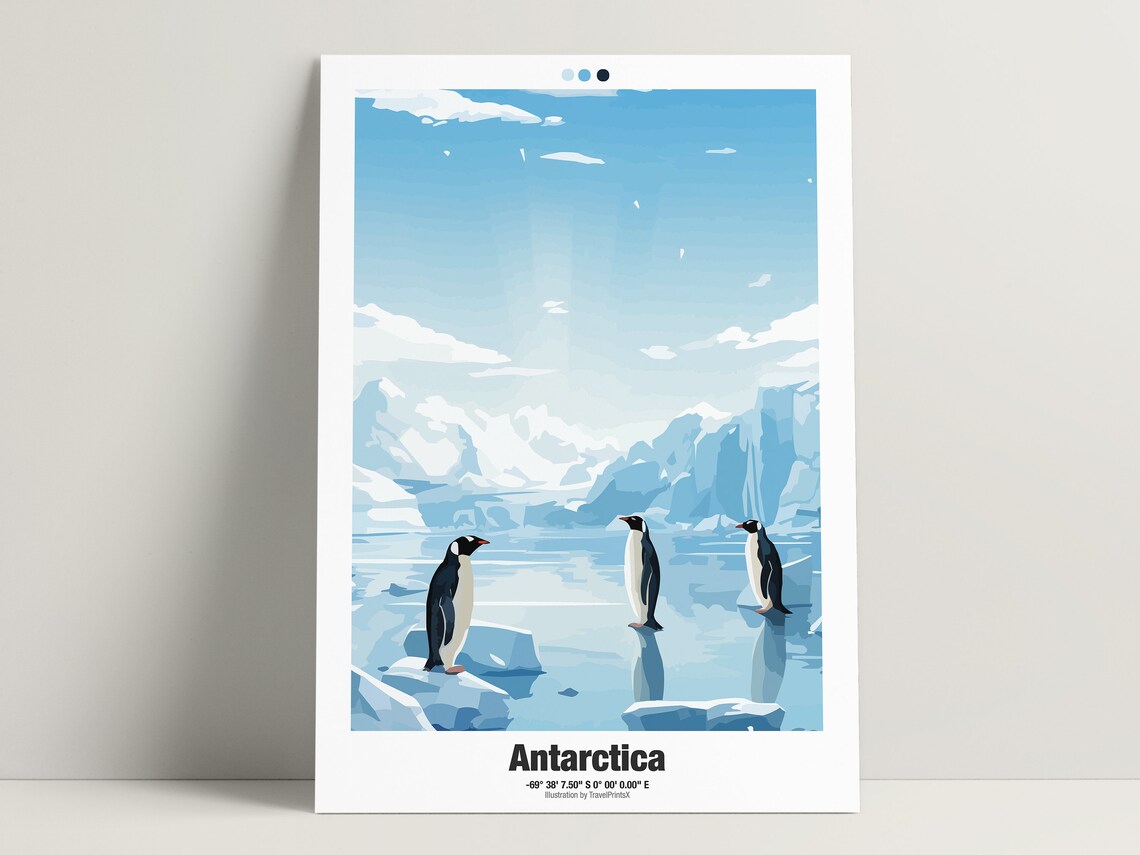 Antarctica Penguins Iceberg Colony Frozen Ocean Travel Poster - Image 3