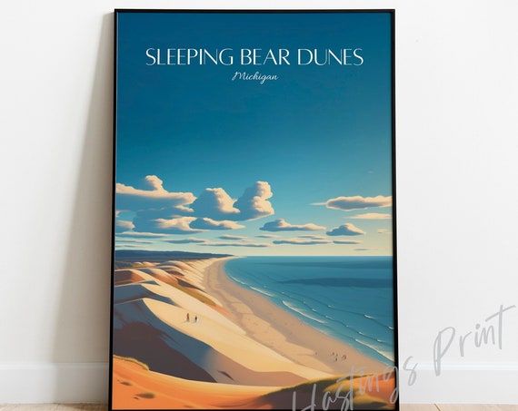 Sleeping Bear Dunes Michigan Art Print Vintage Travel Poster