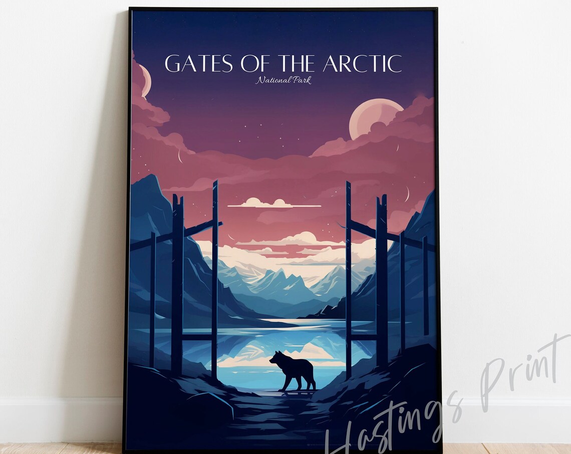 Gates Of The Arctic National Park Alaska Wolf Moon Vintage Poster