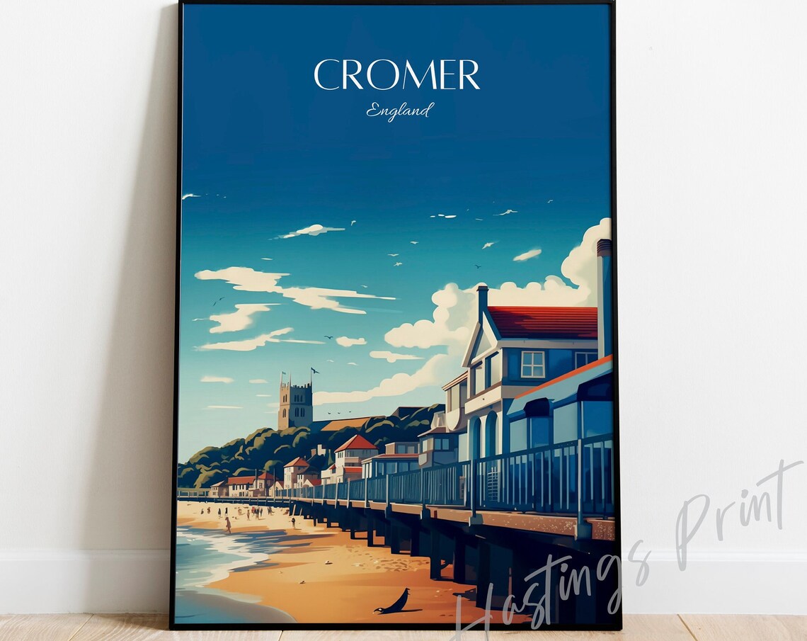 Cromer England Vintage Style Seaside Pier Beach Travel Poster