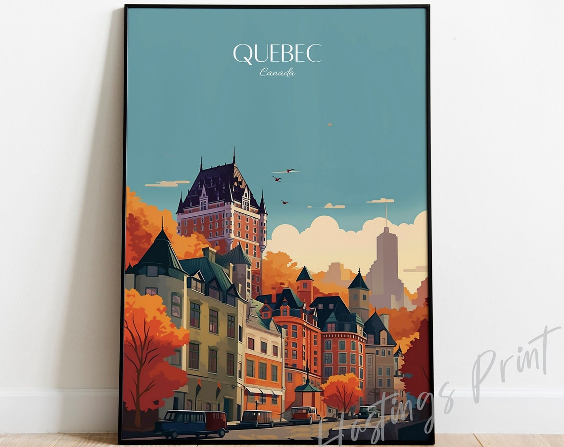 Quebec Canada Chateau Frontenac Autumn Vintage Travel Poster
