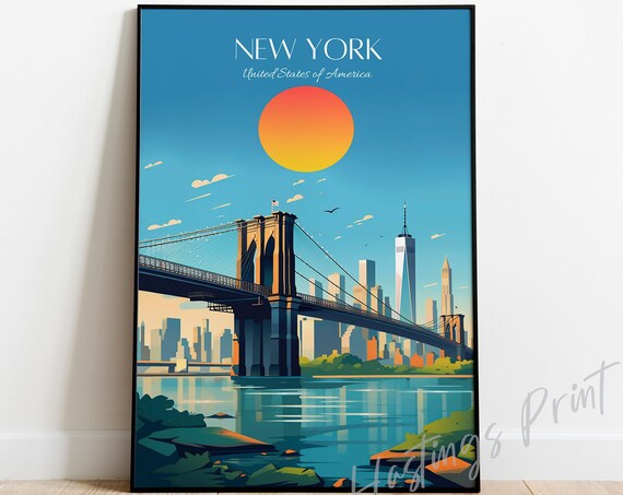 New York City Vintage Travel Poster, Home Decor
