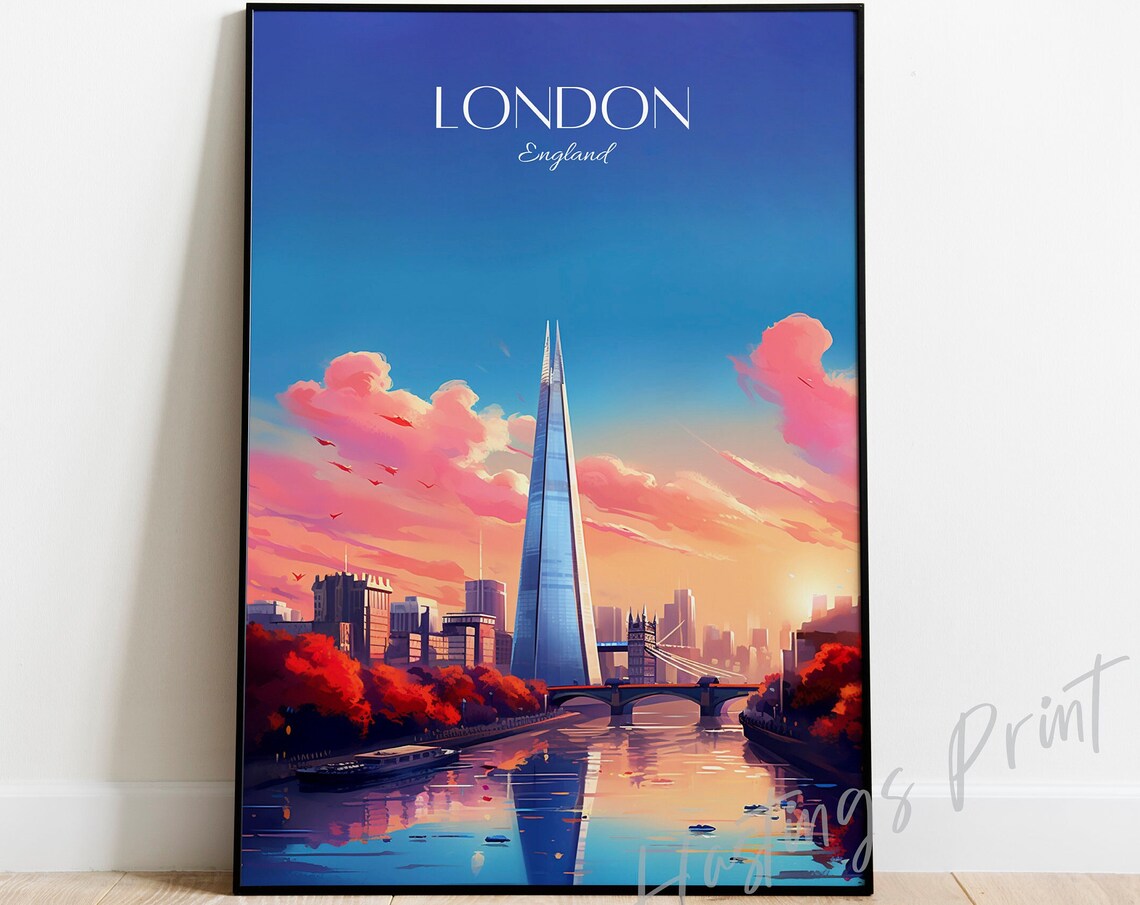 London Skyline Vintage Modern Poster Print