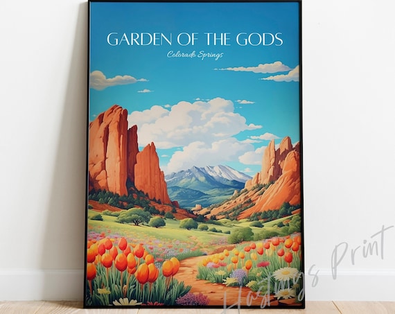 Garden Of The Gods Colorado Springs Red Rocks Vintage Travel Poster