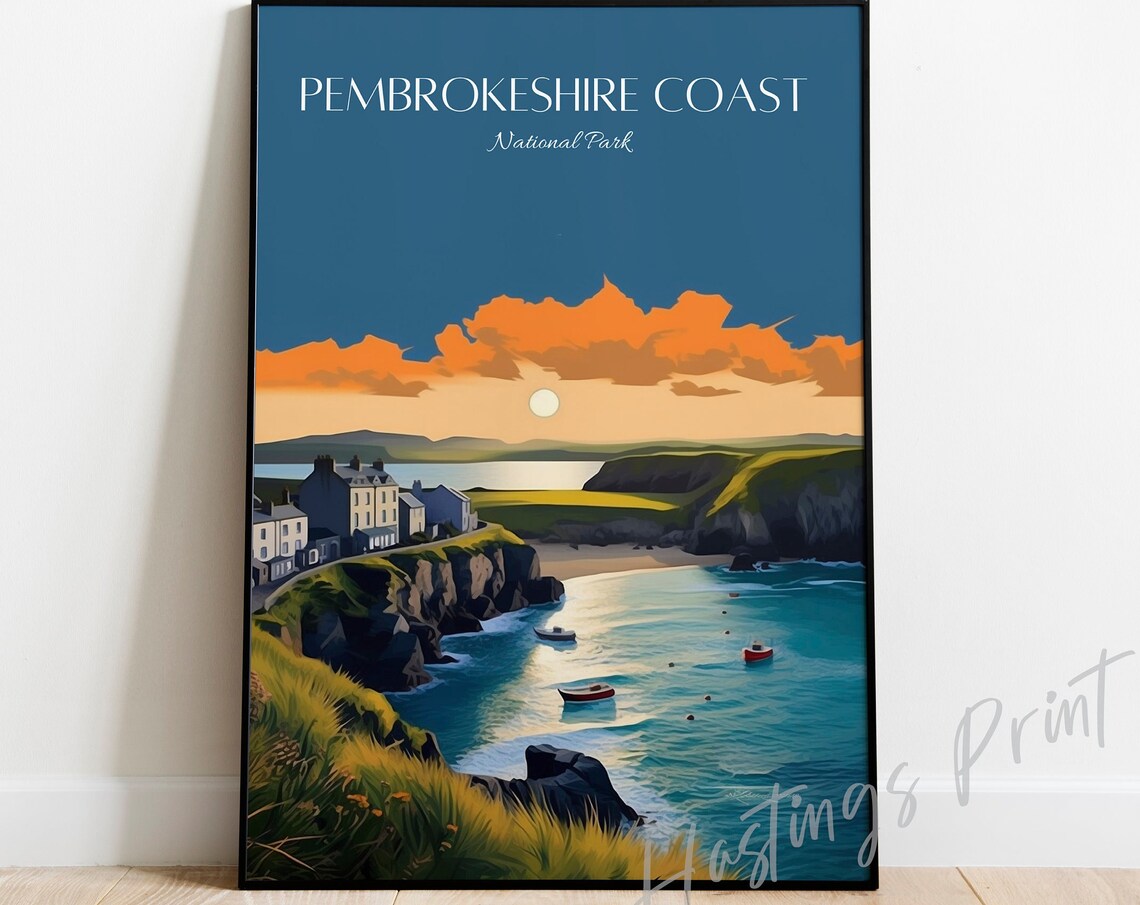 Pembrokeshire Coast National Park Vintage Travel Poster