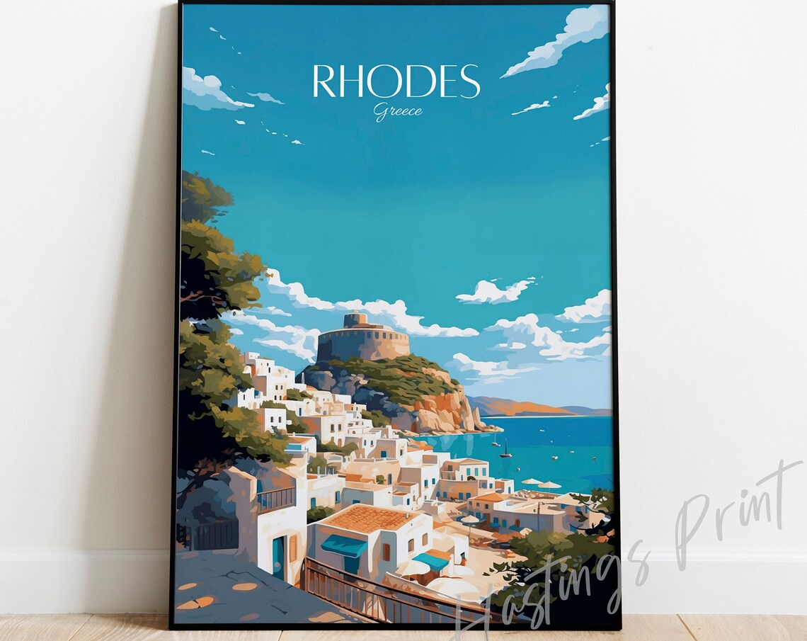Rhodes Greece Vintage Travel Poster Art Print