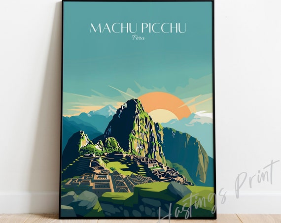 Machu Picchu Travel Poster, Custom Peru